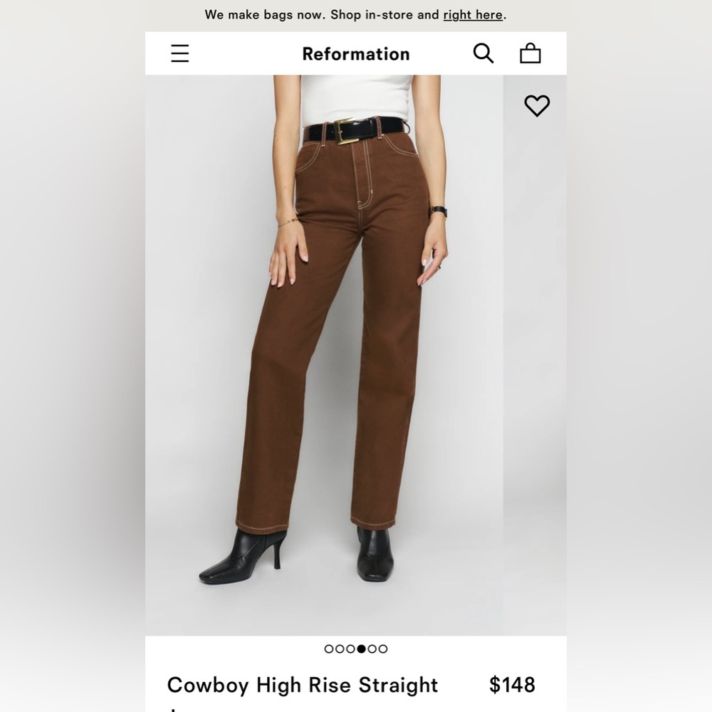 Cowboy High Rise Straight Jeans Brown